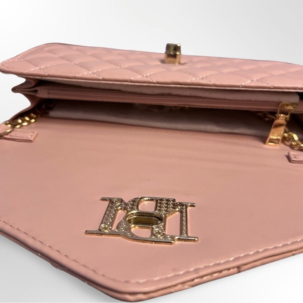 Badgley Mischka Vegan Leather Purse Diamond Quilted Blush Pink Crossbody - Picture 5 of 5